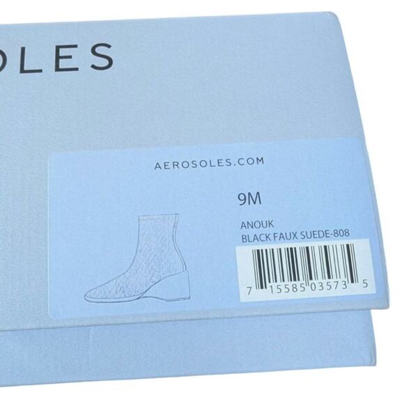 Aerosoles Faux Suede Wedge Ankle Boots Anouk Black Size 9 - Picture 2 of 8